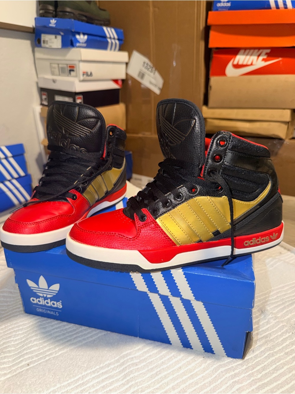 Adidas Originals Court Attitude Red Gold Black High Top Men’s 8.5